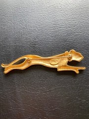 Vtg. Jackie Collins SET Panther Brooch & Clip On Earrings Clear & Green Eyes