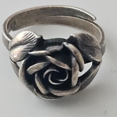 Theodor Klotz Teka Sterling Silver Rose w/ Leaves Ring 925 Size 5