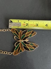 Vtg Stained Glass Style Butterfly Statement Necklace Signed Celebrity R157