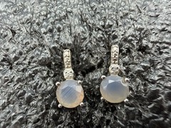 1.25g Vintage Sterling Silver 925 Earrings Round Faceted Dangle M