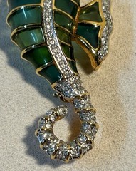 VTG KJL Gold Tone Plique- A – Jour Seahorse Brooch
