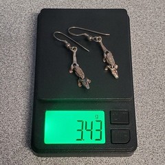 VTG 925 Alligator Crocodile Earrings 1.5in Drop Sterling Silver 3.4g Articulated