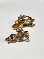 JULIANA DELIZZA & ELSTER AMBER AND PALE YELLOW RHINESTONE CLUSTER EARRINGS