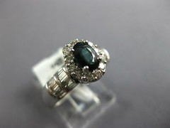 1.52CT DIAMOND AAA SAPPHIRE 14K WHITE GOLD OVAL ROUND & BAGUETTE FRIENDSHIP RING