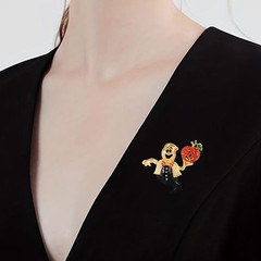Pumpkin Ghost Waiter Brooch Pin for Women Men Gold Plated Fashion Enamel Hall…