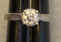 Antique 14K Mine Cut Diamond Ring White Gold 1/2ct Solitaire Art Deco size 9.25