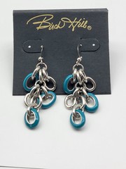 Teal geometric dangle earrings on card Birch Hill pierced Prom Formal Easter