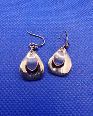 Gorgeous Vintage Signed MONET Silver Tone Layered Teardrop Dangle Earrings
