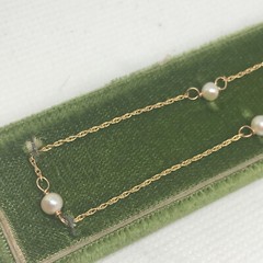 Vintage SOLID 14KT Gold Stamped 15″ Necklace 1.5 Grams Cultured Pearls Gift Box