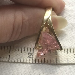 Vintage 18KT GE Gold Plated Pink Austrain Crystal Unique Cut Ring varied sizes