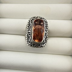 Sarda Sterling Silver Ring Melon Quartz Pebbled Sz 9 JTV Caviar Bali 925