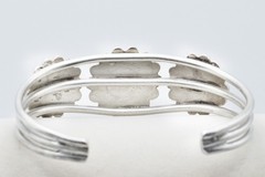Vintage Navajo Sterling Silver Beaded Triple Dome Cuff Bracelet 925 32 g