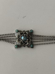 Vintage Southwestern Turquoise Choker Necklace & Matching Brooch Set