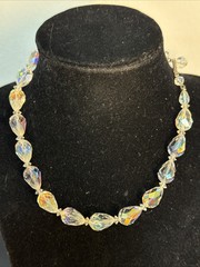 Vintage Brilliant Swarovski Teardrop Crystal Necklace 15.5 Inches