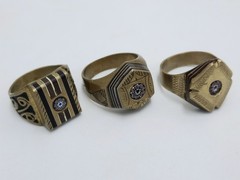 Morocco Top Brass Three Men’s Ring Chevron Bead Engraving Pieces US Size 11
