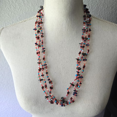 New Vintage Multi Stones Turquoise Quartz Lapis Hematite Necklaces 30″L Lot of 3