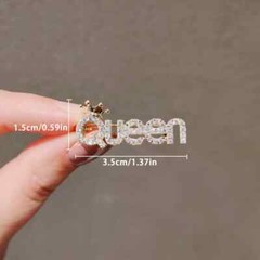 Sparkle QUEEN Brooch Pin Rhinestones Women Party Gift Golden Tone Clothing Acce