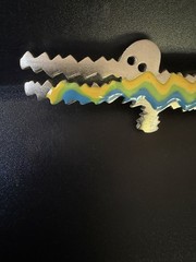 TC Signed Enamel Anthropomorphic Alligator Brooch Pin Silver Cute Character 80’s