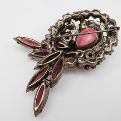 Juliana D&E Brooch Earrings Amethyst Purple Rose Pink Givre Stripe Pin Set Book