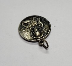 Our Lady of Mt Carmel Old Sterling Silver Antique 0.9 Inch Round Pendant