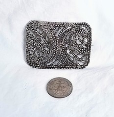 Antique Vintage 19th Century French Cut Steel Brooch Pin Art Deco