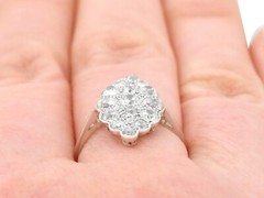 Antique 1.54 Ct Diamond & 18k White Gold Platinum Set Marquise Ring 1910s