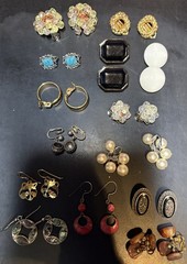 Vintage Mixed LOT 14 Pairs Clip On & Pierced Earrings