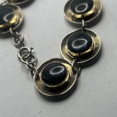 Vintage Sterling, silver, and black onyx bracelet Boma, 925 7 to 7.5″