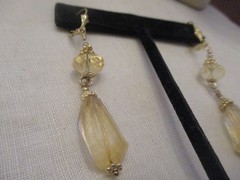 Vintage 1/20 14K gold faceted Citrine dangle earrings 2 1/4″