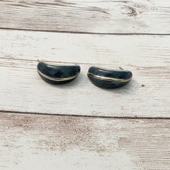 Vintage Earrings For Pierced Ears Dark Teal – Repair Needed