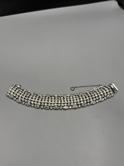 Weiss Rhinestone Bracelet Vintage Wide Dome 6 Row Large 7.75” Long 1 In Wide