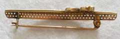 Antique Edwardian 15K Gold, 21 Pearl & 3 Almandine Garnet Crescent Brooch