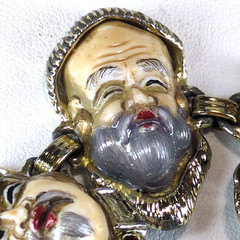Vintage SELRO SELINI Seven Lucky Gods Bracelet Asian Fortune Faces Figural Panel
