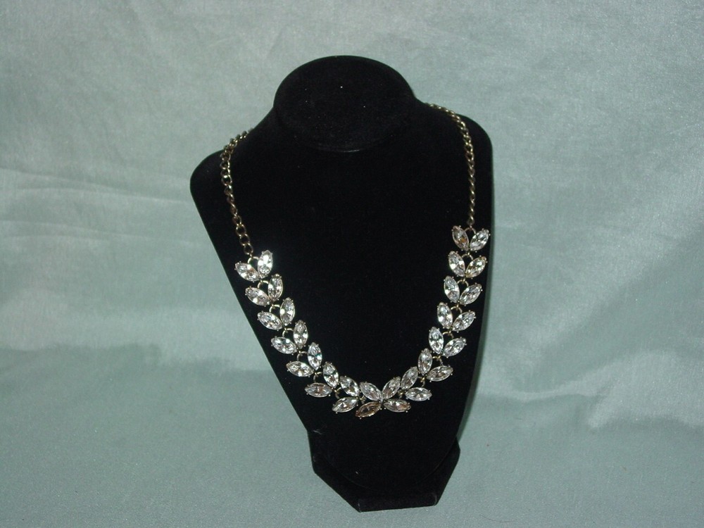 Vintage Signed Sugarfix Marquise Clear Rhinestone Choker Necklace 21 Inch