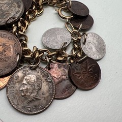 Vtg Sighed Germany 1950’s 15 Coin Bracelet Coins Charm Dangle Coins From 1920