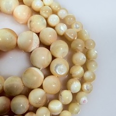 Vintage Mother of Pearl Graduated Bead Necklace 36″ Peach Cream MOP Barrel Clasp