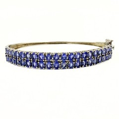 Contemporary Marked BBJ Sterling Silver 2 Row Amethyst Tennis Bracelet