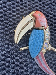 Vintage Hattie Carnegie Enamel & Rhinestone Bird/Toucan Brooch, Unsigned