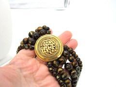 Estate MMA Museum of Modern Art Goldtone Agate Bead 280 Gram 5 Strand Necklace
