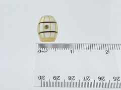 Antique Mother of Pearl Shell Barrel with Rhinestone Jewelry Finding AS IS .75In
