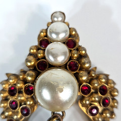Henry Perichon Baroque Pearl Rhinestone Dangle Brooch Pendant France 1950s-1960s