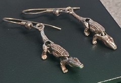 VTG 925 Alligator Crocodile Earrings 1.5in Drop Sterling Silver 3.4g Articulated