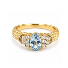 Vintage 1970s Cocktail Ring Size 7 Blue CZ 18KT Gold Plate – 14U
