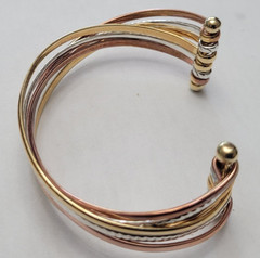 Vintage Sterling Silver Solid Copper Brass Couture Cuff Bracelet