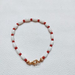 Natural Coral Bracelet White-Red Coral Bracelet Gemstone Handamde Coral Jewelry
