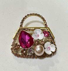 Crystal Brooch Floral purse pin