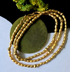 Vintage Liz Claiborne Gold Brushed Beads Etruscan Style Necklace 36″L