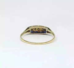 Art Deco Vintage Style Lab-Created Diamond Sapphire 14k Gold FN Engagement Ring