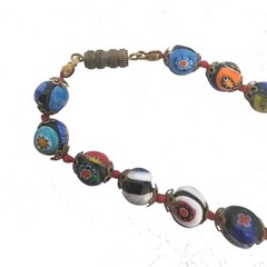Millefiori Venetian Murano Glass Necklace Multicolor Knotted 25 Inches Vintage