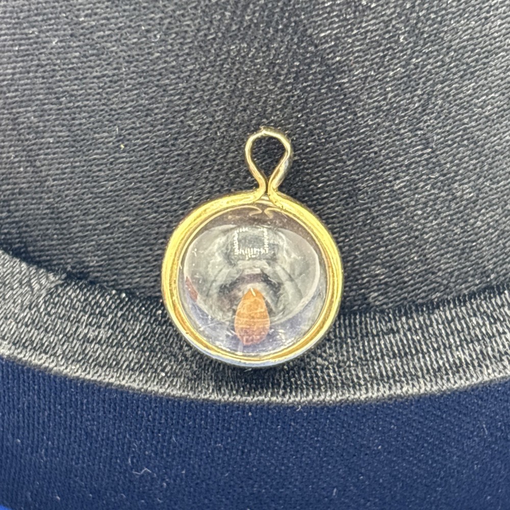 Vintage Mustard Seed Moving Pendant Charm Gold Tone Christian Faith 0.5”